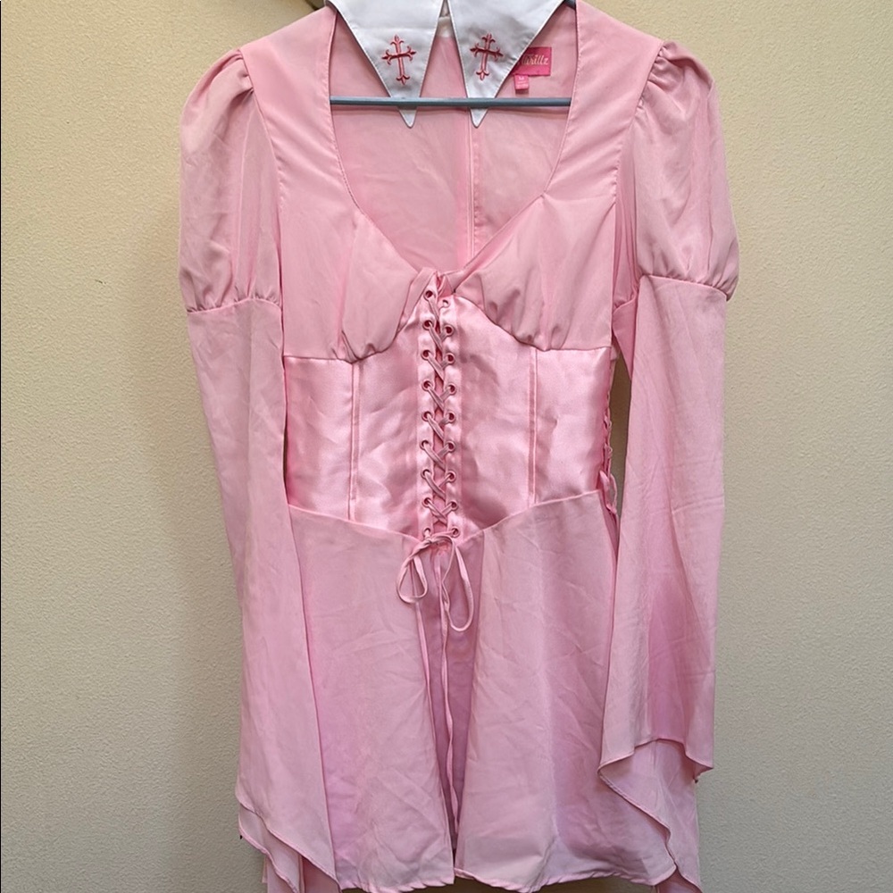 Elegant Pink Lace-Up dress Sugar Thrillz
